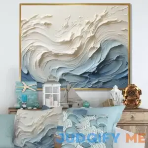 White And Blue Wave Papercut Style Beach & Ocean Wall Art Prints Wade Logan Overall