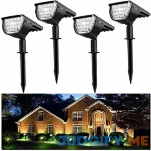 Jior Solar Landscape SpotLights Outdoor 32 LED IP65 Waterproof Solar Powered Wall Lights 2-in-1 Adjustable Lights for Garden Yard Driveway Walkway