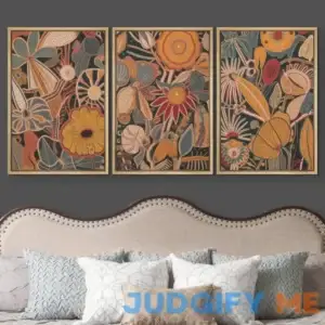 Vintage Brown Flowers Mid Century Modern Boho Pictures - Floral & Botanical 3 Piece Print Wall Art IDEA4WALL Size: 24" H x 16" W x 1.5" D