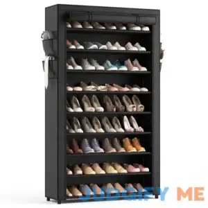 LANTEFUL Shoe Rack with Covers - 10 Tiers Tall Shoe Rack Organizer Large Capacity Shoe Shelf Storage 40 Pairs Space Saving Vertical Shoe Storage