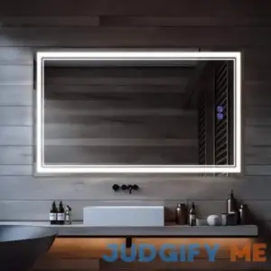 H Modern Rectangular Frameless Anti-Fog LED Light Bathroom Vanity Mirror