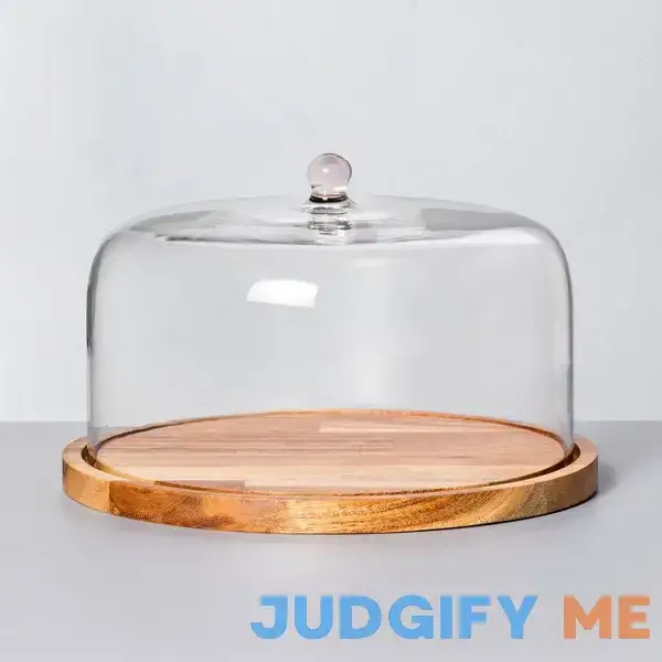 Hearth & Hand with Magnolia 9" Wood & Glass Covered Dessert Storage Hearth & Hand with Magnolia 9" Wood & Glass Covered Dessert Storage