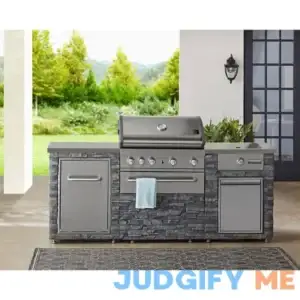 Member's Mark SS304 Deluxe Stacked Stone 4-Burner Grill Island with Griddle