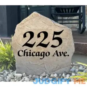 Elegant Address Stone | House Number Sign | Engraved Rocks 15" x 15"