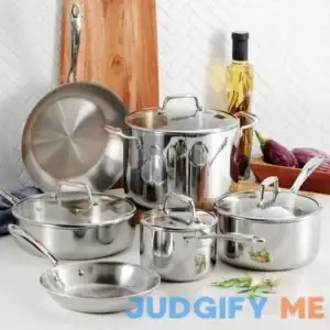 Tri-Ply Clad 10 Pc Stainless Steel Cookware Set with Glass Lids