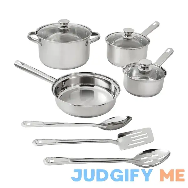 Mainstays Stainless Steel 10-Piece Cookware Set Mainstays Stainless Steel 10-Piece Cookware Set