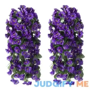 Artificial Faux Hanging Plants Flowers for Outdoor Outside Spring Decoration 2 PCS Fake Silk