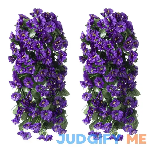 Artificial Faux Hanging Plants Flowers for Outdoor Outside Spring Decoration 2 PCS Fake Silk Artificial Faux Hanging Plants Flowers for Outdoor Outside Spring Decoration 2 PCS Fake Silk