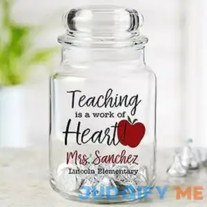Teaching Is A Work Of Heart Personalized Candy Jar