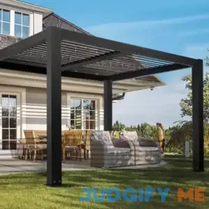 Metal Pergola Outdoor Louvered Pergola With Adjustable Louvered Roof Magic Union Finish: Black