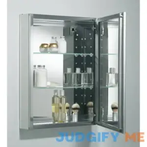 Kohler K-CB-CLW2026SS 20" W x 26" H Aluminum Single-Door Medicine Cabinet with Decorative Silver Framed Mirrored Door