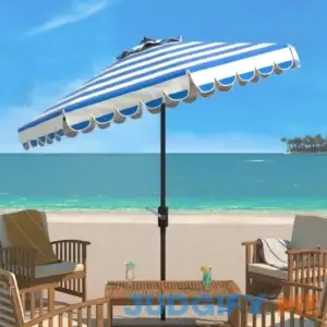 Safavieh Maui Single Scallop Striped Crank Tilt Umbrella