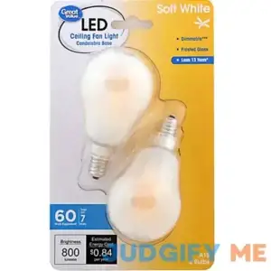 Great Value LED Ceiling Fan Bulb 7-Watt A15 with E12 Base Soft
