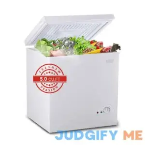 Krib Bling Chest Freezer 5.0 cu.ft Mini Adjustable 7 Thermostat Compact Deep Freezer Top Door Low Noise with Removable Basket