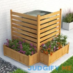 Gdlf Air Conditioner Fence Outdoor Wood Privacy Screen with Planter Box No-Dig Kit