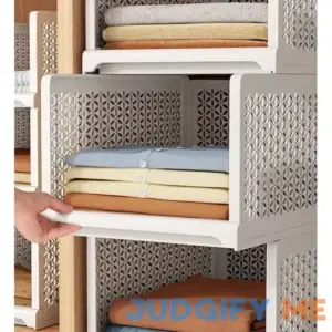 Joybos Stackable Plastic Storage Basket Foldable Closet Organizers