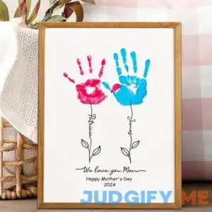 Personalized DIY Handprint Wooden Frame Sign With Date Keepsake Gift For Mom Grandma Mother's Day Gift Ideas