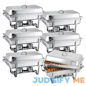 Nova Microdermabrasion 6 Pack Chafing Dish Buffet Set 8 Qt Stainless Steel Complete Chafer Set Catering Warmer Set with Water Pan