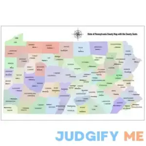 36x24in State of Pennsylvania County Map with the County Seats Photo Paper