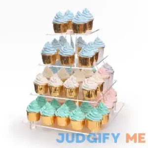 4 Tier Clear Cupcake Stand with Gold LED String Lights
