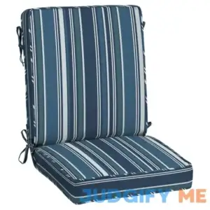 allen + roth with STAINMASTER Stainmaster 20-in x 20-in Navy Newcastle Stripe High Back Patio Chair Cushion XQ03C01B-9C8