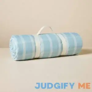 Hearth & Hand with Magnolia "72""x72"" Checkered Plaid Picnic Blanket Cream/Light Blue/Green