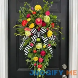 Spring Teardrop Swag Floral Wreath for Front Door