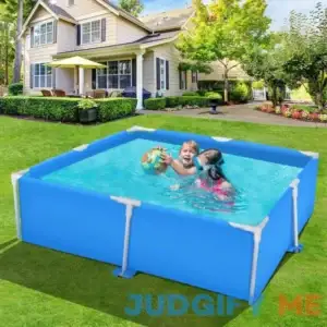 Raysfung 59x 59 inch Above Ground Small Swimming Pool Square Mini Metal Frame Swimming Pool for Outdoor Kids