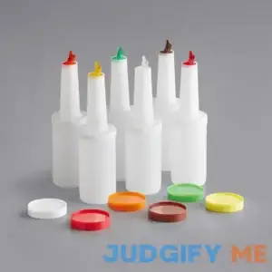 Choice 1 Qt. Pour Bottle Set with Assorted Color Spouts and Caps - 6/Pack