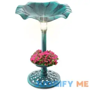 Best Choice Products Solar Lighted Pedestal Bird Bath w/ Planter