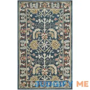 Genemuiden Handmade Tufted Wool Dark Blue Area Rug World Menagerie Rug