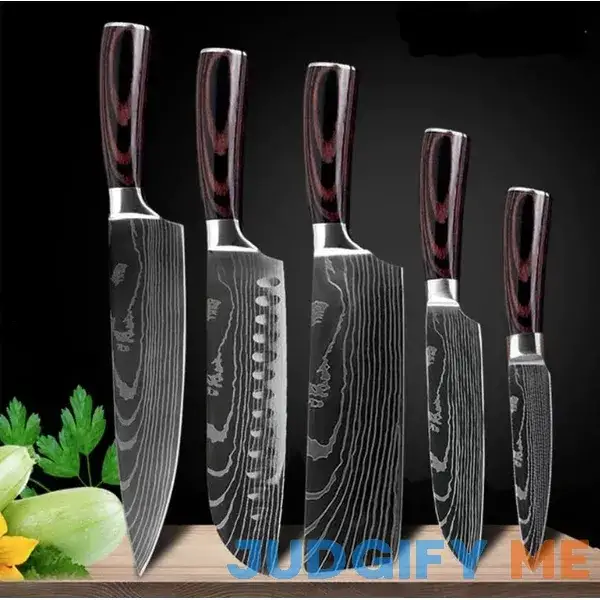 Ikigai Chef Knife Set - Professional Japanese Knives with Damascus Pattern Standard - 5pcs Ikigai Chef Knife Set - Professional Japanese Knives with Damascus Pattern Standard - 5pcs