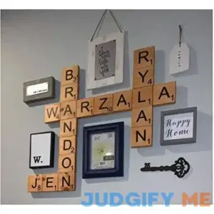 Home Decor Wall 3.5" Large Scrabble Tiles Letters Wood Wall Rustic Art Family Living Room Bedroom Kitchen Gift For Husband Wife Personalized