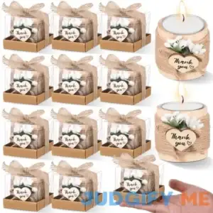Retisee Wood Candle Holders Memorial Tealight Holder Wedding Favors Thank You Guest Gifts for Wedding Cylinder Handmade Candles for Baby Bridal