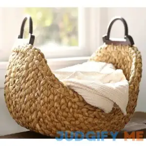 Pottery Barn Beachcomber Basket Natural Wood Handled Basket