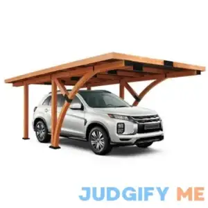 Beneouya 18.3x12.6 ft Wooden Curved Carport Gazebo Outdoor Wooden Pergola for Backyard