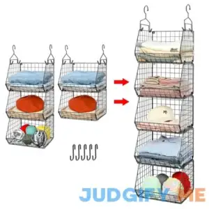 Great Choice Products 5 Tier Closet Hanging Organizer Clothes Hanging Shelves With 4 Hanging Hooks 5