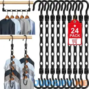 24 Pack Hangers Space Saving Magic Sturdy Space Saver Storage Smart Plastic Clothes Hanger Organizer Closet Organizers and Storage for Closet