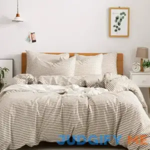 JELLYMONI 100% Natural Cotton 2pcs Striped Duvet Cover Sets