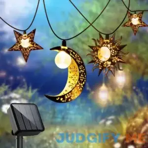 Beautyard Solar String Lights Outdoor Star Moon Sun 13Ft 153In Led Solar Powered Fairy Decorative Lights for Garden Patio Yard Trees Christmas Wedding
