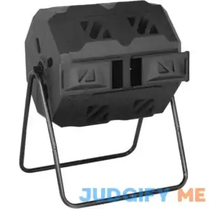 43 Gallon Compost Bin Outdoor Tumbling Composting Bins Compost Tumbler Bucket Trash Can w/Dual Chamber Sliding Doors for Garden Patio