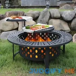 Hayler Wood Burning Outdoor Fire Pit Table with Lid Darby Home Co