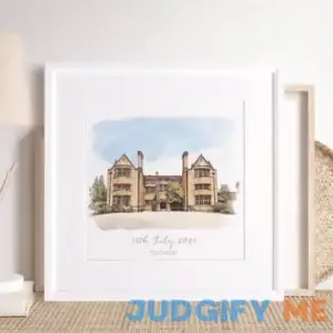 Letterfest Personalized Watercolor Wedding Sketch Wedding Gift For Bride and Groom