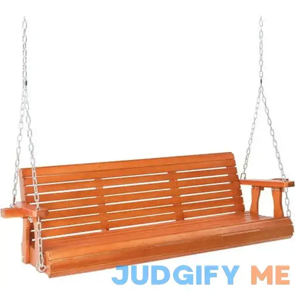 VINGLI Upgraded Patio Wooden Porch Swing for Courtyard & Garden Heavy Duty 880 LBS Swing Chair Bench with Hanging Chains for Outdoors VINGLI Upgraded Patio Wooden Porch Swing for Courtyard & Garden Heavy Duty 880 LBS Swing Chair Bench with Hanging Chains for Outdoors