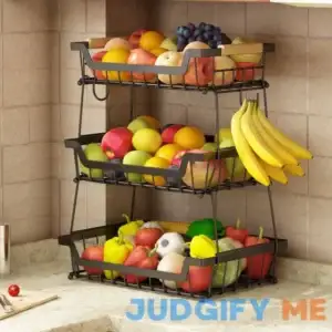 GILLAS Tier Countertop Fruit Basket with 2 Banana Hangers for Kitchen