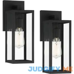 "John Timberland Titan Modern Outdoor Wall Light Fixtures Set of 2 Mystic Black 14 1/4"" Clear Glass for Post Exterior Barn Deck House Porch Yard