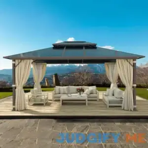 AOXUN 12-ft x 10-ft Gazebo Brown Metal Rectangle Screened Gazebo G30004