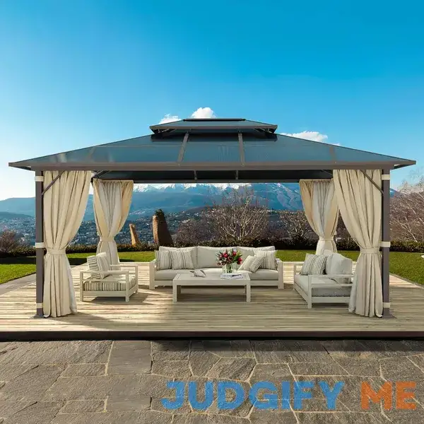 AOXUN 12-ft x 10-ft Gazebo Brown Metal Rectangle Screened Gazebo G30004 AOXUN 12-ft x 10-ft Gazebo Brown Metal Rectangle Screened Gazebo G30004