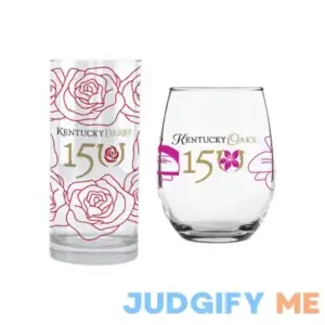 Kentucky Derby 150 & Oaks 2-Pack 12oz. Mint Julep Glass Lily Stemless Set