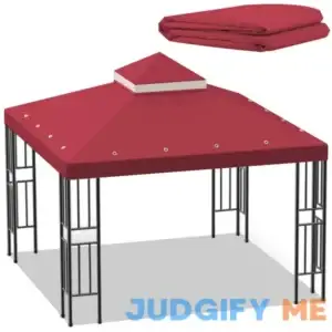 Sumfaller 10x10 FT Gazebo Replacement Canopy Top Cover Double Tiered Canopy Top Cover for Outdoor BBQ Roof Cover Grill Shelter